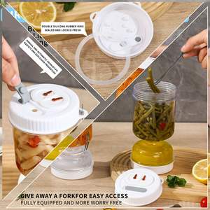 Modern <b>Plastic</b> <b>Kitchen</b> Pickles Jar With Strainer Flip Dry and Wet Dispenser for Food and Camping - Product Image 3