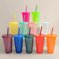 Logo personnalisé coloré Boba glace transparente froide boisson gobelets à café en plastique gobelet avec couvercle et paille