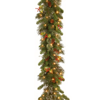 Guirlande de Noël pré-éclairée AYOYO Factory, fruits rouges, écologique, luxe, LED, 180 cm/2,7 m, décorations de Noël