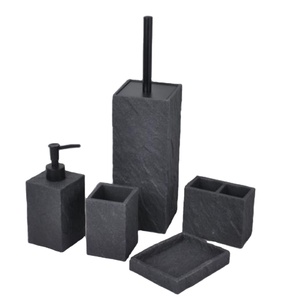 Ensemble d'accessoires de salle de bain en résine à texture rugueuse, 5 pièces, effet <span class=keywords><strong>ardoise</strong></span> professionnel, ensemble d'organisateurs de salle de bain en résine, fabrication en usine - Product Image 1