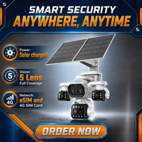Caméra de sécurité solaire extérieure 4G avec carte SIM, 20MP CMOS, panoramique/inclinaison, 6 moteurs, vision nocturne couleur, IP65, H.265, 360°, détection de mouvement par batterie