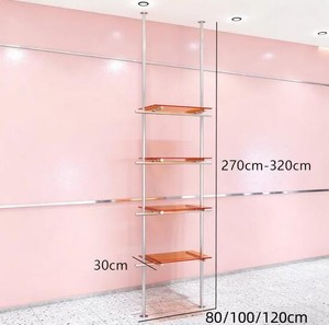 Présentoir mural en acier inoxydable pour magasin de vêtements et de chaussures, étagères de rangement pour sacs en acrylique - Product Image 6