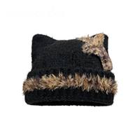 Bonnet en laine tricotée personnalisé avec logo chat mignon, chaud pour l'hiver, style Y2K Grunge, accessoires tendance, bonnet doux pour femme