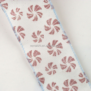 Noël Floral Motif Ruban Arbre <span class=keywords><strong>De</strong></span> Noël Arc Floral Guirlande Matériel Ruban Liège Bord Cadeau Emballage Ruban Sur Mesure - Product Image 4