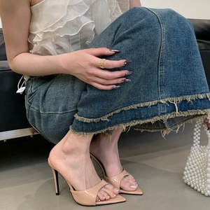 2025 10CM New Style Women Shoes High Sandals Slides Pumps Open Toe PU <b>Slippers</b> - Product Image 4