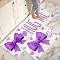 Valentine's Day Kitchen Rug 3d Printed Kitchen Mats Soft Diatom Mud Absorbent Dry Mat Custom pink and Purple Kitchen Carpet Mat