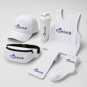 Custom Perforated Baseball Cap Fitness Giveaway Set with Sports Tank Top Waist Bag Socks and <b>Shaker</b> <b>Bottle</b> - Product Image 1