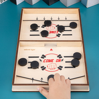 Mini Jeu de Hockey de Table Éducatif en Bois Écologique pour Intérieur, Jeu Rapide de Lancer de Pucks Multicolore