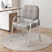 Chaises de conférence de bureau empilables à assise longue, à quatre pieds, avec dossier confortable en cuir PU et accoudoirs fixes en métal, pour l'école et la maison