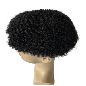 Sistem rambut wig Afro pria, stok tersedia harga grosir untuk pria hitam gelombang 6mm kait Bengal blok rambut hitam stok pria - Product Image 6