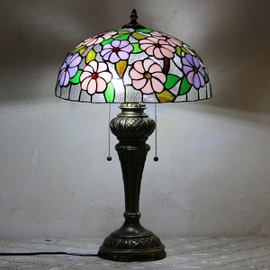 Lampe de table LongHuiJing 16 pouces, lampe de bureau vintage classique en verre, lampes de table Tiffany en verre teinté, lampe de table pour la maison - Product Image 1