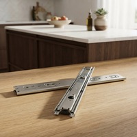 Glissière télescopique pour tiroir de clavier d'ordinateur, extension complète 45 mm, réglable, en zinc noir, 100 lbs (35 kg), pour meuble de bureau, usine de Foshan