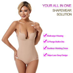 Body modellante sexy da donna senza schienale in seta ed elastan con pizzo, controllo forte, contenimento pancia, sollevamento glutei, senza cuciture, ideale <span class=keywords><strong>per</strong></span> abiti da sposa - Product Image 3