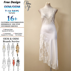 Vestido de Diseño Personalizado para Mujer: Seda Fluida con Apliques de Encaje y Tirantes Finos - <span class=keywords><strong>Colección</strong></span> Boutique OEM - Product Image 1
