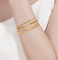 AU750 moda mujer hombres pulsera joyería 18K oro sólido 4,0mm 6,0mm grueso plano espiga langosta serpiente pulsera