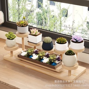 Wooden Desktop <b>Plant</b> Display Rack 3 Tier Multipurpose Storage Organizer For Balcony And Indoor Use - Product Image 5