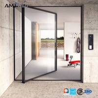 Portes d'entrée pivotantes contemporaines en aluminium et verre, à rupture de pont thermique, grandes portes doubles pivotantes pour maisons et résidences