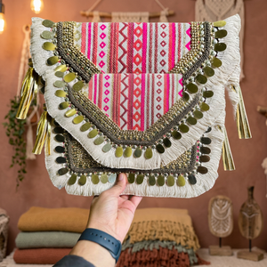 Latest Boho Bag Design for Women Open Closure <b>Sequined</b> Decoration High Selling Product Made in India Wholesale Price for Export - Product Image 3