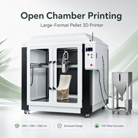 Impresora 3D Industrial de Gran Formato para Pellets, Nueva, Volumen de Construcción 1200x1200x1200mm, Estructura Cerrada, USB, Extrusor Dual, Cama Calefactada
