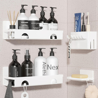 Accessoires muraux de salle de bain uniques, fixation murale sans perçage, ensemble complet pour salle de bain domestique, panier de douche noir et blanc