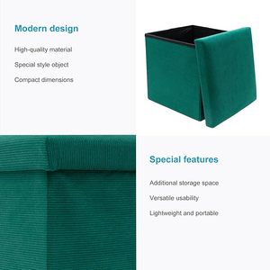 Banc de rangement Ottoman pliable moderne en velours côtelé 38*38*38cm pour chambre et salon, idéal pour gagner de la place - Vente en gros - Product Image 3