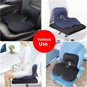 Coussin de siège en mousse à mémoire de forme intégré avec <span class=keywords><strong>dossier</strong></span>-coussin de chaise de bureau, siège d'étudiant et soutien <span class=keywords><strong>lombaire</strong></span> de <span class=keywords><strong>voiture</strong></span> pour une longue séance - Product Image 4