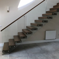 Escalier flottant préfabriqué sur mesure en usine, marches en bois massif, escalier intérieur pour projet