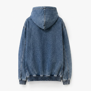 Hoodie en jean pour homme de qualité supérieure avec poche kangourou - Product Image 2