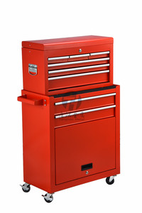 Coffre de rangement à roulettes, boîte de rangement pour garage, organiseur d'outils <span class=keywords><strong>avec</strong></span> 6 tiroirs coulissants à roulements à billes pour chantier de travaux lourds, rangement en acier - Product Image 2