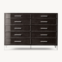Sassanid OEM nouveauté style international ameublement laqué bisque acier inoxydable poli Benoit commode à 10 tiroirs