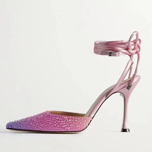 รองเท้าส้นสูงสำหรับผู้หญิง คุณภาพสูง สายรัดข้อเท้า ดีไซน์ทันสมัย ปิดหัวรองเท้า เซ็กซี่ ประดับคริสตัล หรูหรา - Product Image 2