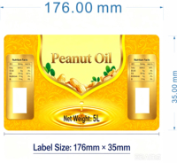 Étiquettes en papier personnalisées écologiques en gros, estampées à chaud or, vernis UV partiel, pour emballage de bouteilles d'huile alimentaire 5L, vente en gros, promotion