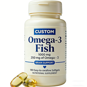 Gélules d'huile de poisson Oméga <span class=keywords><strong>3</strong></span> pour usage domestique, pour un soutien quotidien de la santé, avec une concentration élevée en EPA et DHA, 1000 mg par gélule - Product Image 1