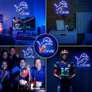 Enseigne néon de l'équipe de football des Lions, alimentée par USB, logo lumineux à intensité réglable pour décoration murale ou décoration de cave masculine - Product Image 5