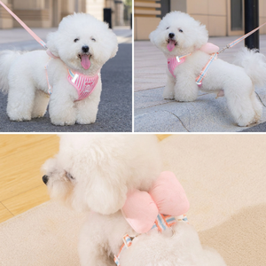Harnais pour chien avec nœud mignon, maille respirante, sangles réglables pour la promenade des petits animaux - Product Image 3