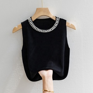 Nouvelle Collection Été – <span class=keywords><strong>Gilet</strong></span> Tricoté <span class=keywords><strong>Sans</strong></span> Manches pour <span class=keywords><strong>Femme</strong></span> avec Perles – Haut Décontracté - Product Image 2