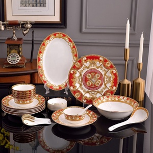 New Design Wholesale European Luxury 28pcs Porcelain Dinner <b>Sets</b> and Blue Bone China Tableware - Product Image 1