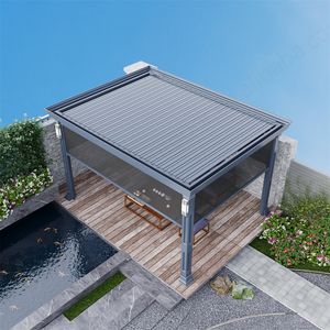 Pergola bioclimatique en aluminium Weleadalu 4x4 pour jardin, avec puits de lumière motorisé, réglable, gazebo extérieur, revêtement en poudre, écologique - Product Image 3