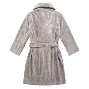 Abito caldo da uomo morbido in pile di corallo lungo in peluche accappatoio Jacquard soffice inverno spesso flanella in pile accappatoio all'ingrosso