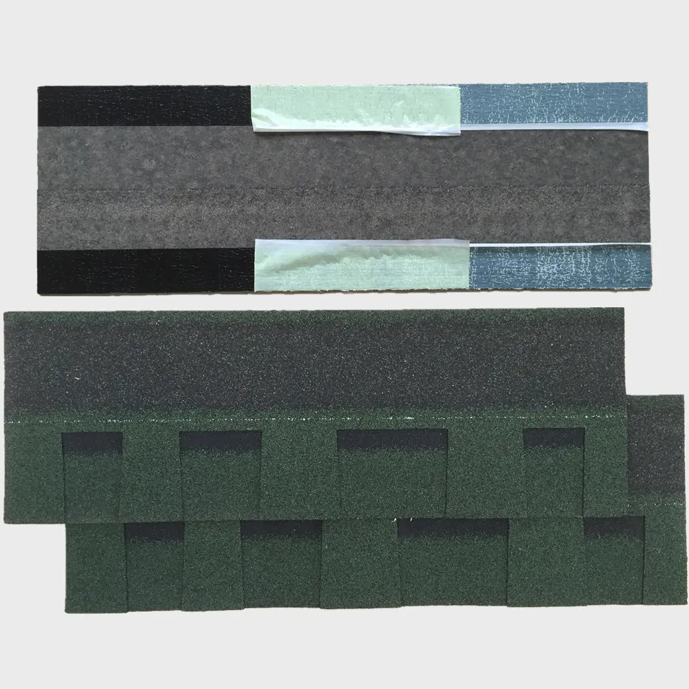 Manufacturer Double Layer Roofing Tile Shingles Green Color asphalt Asphalt Roofing Shingles