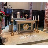 QUYANG Personnalisé Style Occidental Église Catholique Fournitures Autel En Pierre Naturelle Sculpté À La Main En Marbre Autels Table