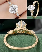 Bague de fiançailles en or massif 18 carats avec diamant de laboratoire ovale de 0,5 à 3 carats, coupe marquise personnalisée, pierres latérales torsadées, certifiée IGI CVD/HPHT