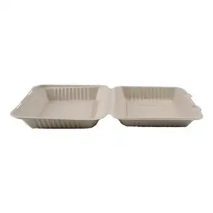 Disposable Food Storage Container Packing Box Two Temperature Safe With Dividers Cardboard 12 Inch Bagasse Lunch Box Xh-210309