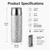 Gobelet isotherme en titane haut de gamme à visser avec couvercle magnétique, isolation 12h, 410ml, livraison rapide