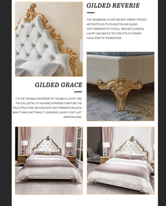 Letto matrimoniale francese di lusso in legno massello con struttura intagliata <span class=keywords><strong>camera</strong></span> da letto europea <span class=keywords><strong>mobili</strong></span> con fibbia leggera - Product Image 6