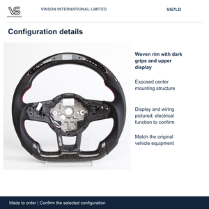 Volante de Fibra de Carbono para Volkswagen Golf, Configuración Seleccionada con Centro Abierto VG7LD - Product Image 2