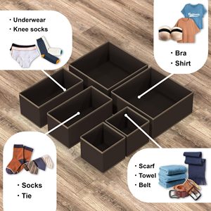 Lot de 6 organiseurs de vêtements pour bébé, organiseur de tiroir pour commode, organiseur de tiroir pliable en tissu pour vêtements de bébé, bacs de rangement pour placard - Product Image 3