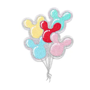 Parche personalizado bordado, cadena colorida con orejas de ratón para niños, ropa para niños, parches de globos de Mickey