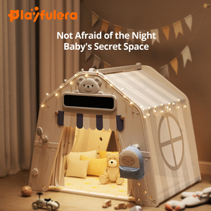 Casetta Gioco Multifunzionale in Plastica per Bambini con Lavagna e Blocchi da Costruzione, Spazio Gioco Portatile per Interni per Bambini Piccoli - Product Image 3