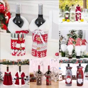 Christmas Wine Bottle Cover Merry Christmas Decor For Home 2022 Navidad Noel Christmas Ornaments Xmas Gift Happy New Year 2023